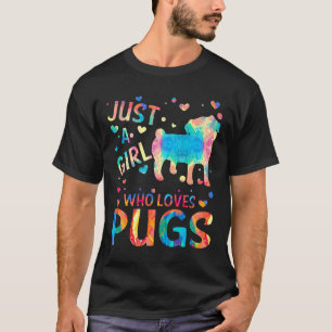Nur ein Mädchen, das Pug-Silhouette-Blumen-Malerei T-Shirt