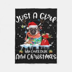 Nur ein Mädchen, das Pug und hässliches Weihnachte Fleecedecke