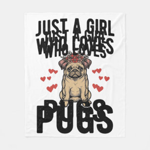 Nur ein Mädchen, das Pug-Vintage-Hunde-Shirt-Desig Fleecedecke