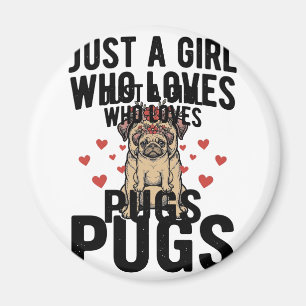 Nur ein Mädchen, das Pug-Vintage-Hunde-Shirt-Desig Magnet