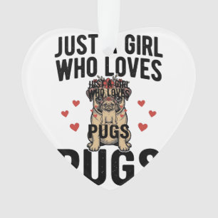Nur ein Mädchen, das Pug-Vintage-Hunde-Shirt-Desig Ornament