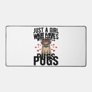 Nur ein Mädchen, das Pug-Vintage-Hunde-Shirt-Desig Schreibtischunterlage