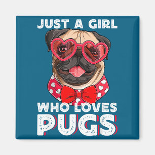 Nur ein Mädchen, das Pugs liebt, süße Haustierlieb Magnet