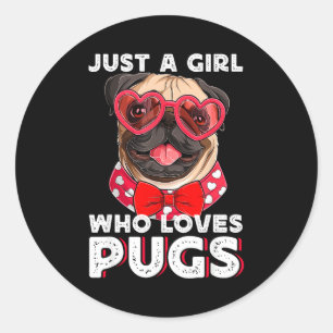 Nur ein Mädchen, das Pugs liebt, süße Haustierlieb Runder Aufkleber