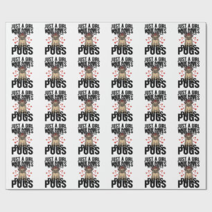 Nur ein Mädchen, das Pugs liebt Vintage-Hunde-Shir Geschenkpapier