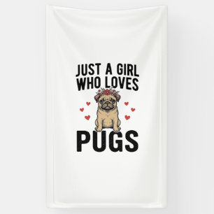 Nur ein Mädchen, das Pugs Vintage-Hunde-Shirt-Desi Banner