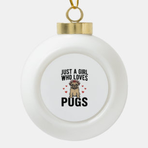 Nur ein Mädchen, das Pugs Vintage-Hunde-Shirt-Desi Keramik Kugel-Ornament