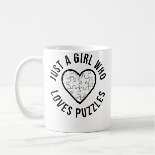 Nur ein Mädchen, das Puzzles liebende Jigsaw Puzzl Kaffeetasse