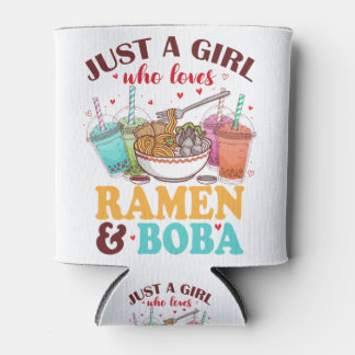 Nur ein Mädchen, das Ramen und Boba Anime Kawaii L Dosenkühler