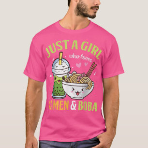 Nur ein Mädchen, das Ramen und Boba Kawaii Anime L T-Shirt
