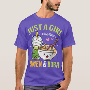 Nur ein Mädchen, das Ramen und Boba Kawaii Anime L T-Shirt