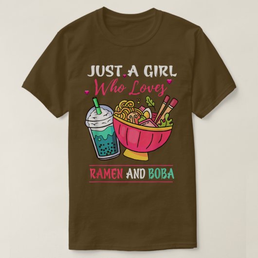 Nur ein Mädchen, das Ramen und Boba Tea Kawaii Gi  T-Shirt (Design vorne)