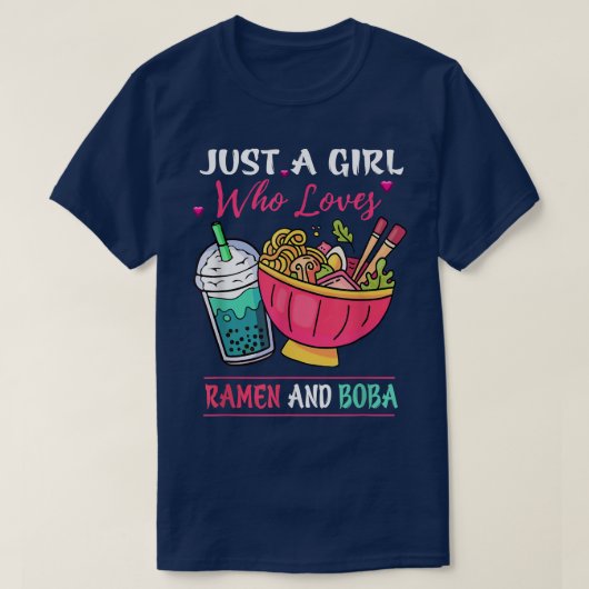 Nur ein Mädchen, das Ramen und Boba Tea Kawaii Gi T-Shirt (Design vorne)