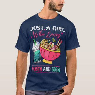 Nur ein Mädchen, das Ramen und Boba Tea Kawaii Gi T-Shirt