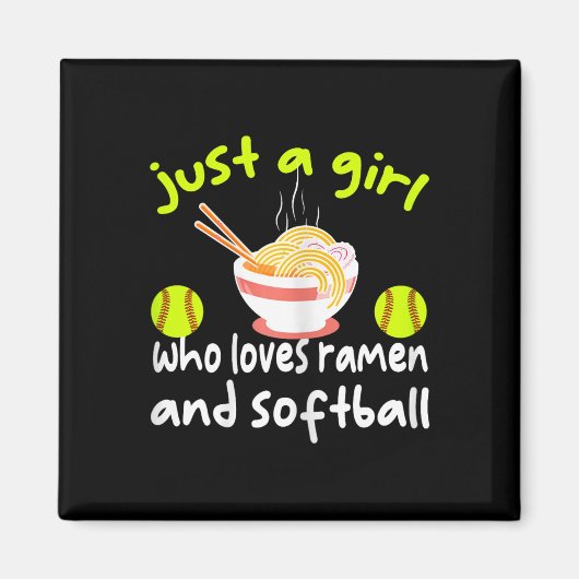 Nur ein Mädchen, das Ramen und Softll lustig Softl Magnet (Vorne)