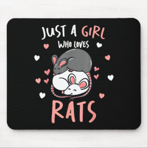 Nur ein Mädchen, das Ratten liebt, süßes Haustierl Mousepad