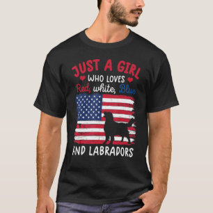 Nur ein Mädchen, das Red White Blue Labrador Ret L T-Shirt