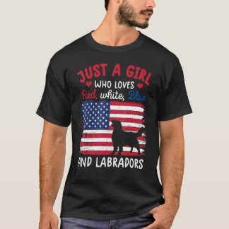 Nur ein Mädchen, das Red White Blue Labrador Ret L T-Shirt