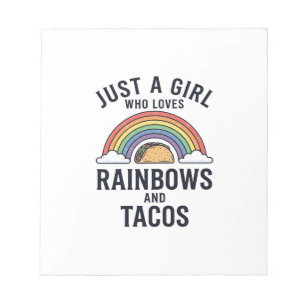 Nur ein Mädchen, das Regenbögen und Tacos liebt Sh Notizblock