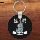 Nur ein Mädchen, das Rhinos Niedliche Rhinozeros L Schlüsselanhänger (Vorderseite)