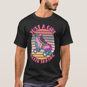 Nur ein Mädchen, das Roller Skaten Retro Roller Li T-Shirt