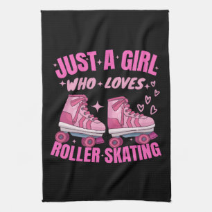 Nur ein Mädchen, das Rollschuhlaufen liebt Geschirrtuch
