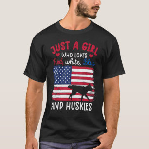 Nur Ein Mädchen Das Rot Weiß Blau Sibirische Husky T-Shirt