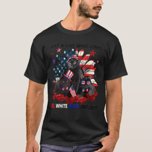 Nur ein Mädchen, das Rot Weiß Blau und Katzen 4. l T-Shirt