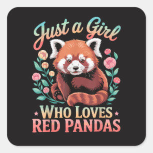 Nur ein Mädchen, das Rote Pandas liebt Quadratischer Aufkleber