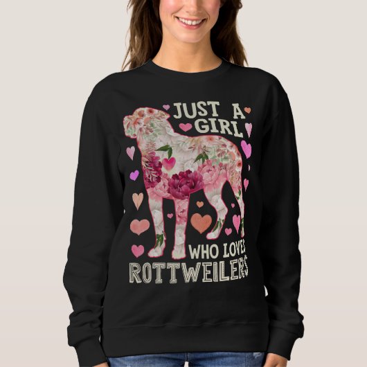 Nur ein Mädchen, das Rottweilers Blume Liebe Sweatshirt (Vorderseite)