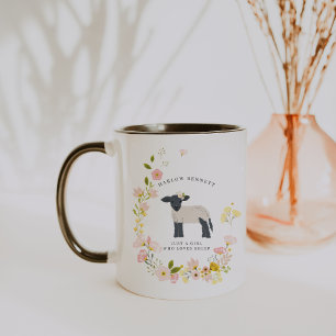 Nur ein Mädchen, das Schafe liebt   Monogramm Tasse