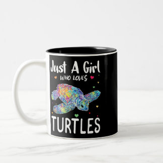 Nur ein Mädchen, das Schildkröten Lieben Wasserfar Zweifarbige Tasse