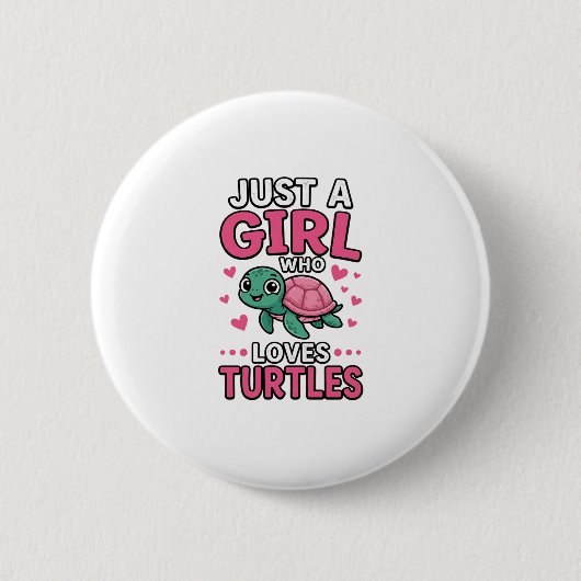 Nur ein Mädchen, das Schildkröten liebt, süße Schi Button (Vorderseite)