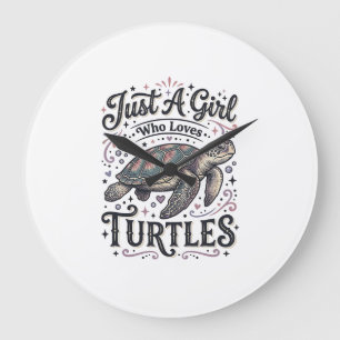 Nur ein Mädchen, das Schildkröten liebt, Vintage-S Große Wanduhr
