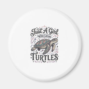 Nur ein Mädchen, das Schildkröten liebt, Vintage-S Magnet