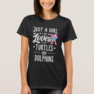 Nur ein Mädchen, das Schildkröten und Delphine Lie T-Shirt