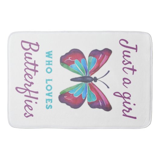 Nur ein Mädchen, das Schmetterlinge Liebe Badematte (Vorderseite)