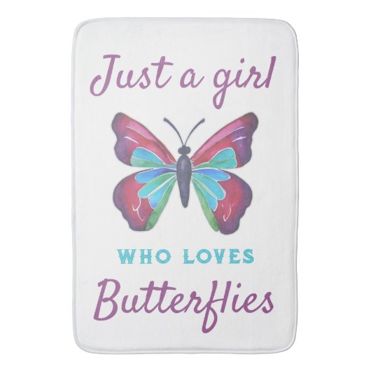 Nur ein Mädchen, das Schmetterlinge Liebe Badematte (Vorderseite Vertikal)