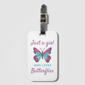 Nur ein Mädchen, das Schmetterlinge Liebe Gepäckanhänger (Vorderseite Vertikal)