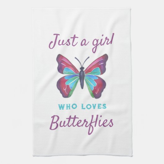Nur ein Mädchen, das Schmetterlinge Liebe Geschirrtuch (Vertikal)