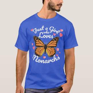 Nur ein Mädchen, das Schmetterlinge liebt, liebt M T-Shirt