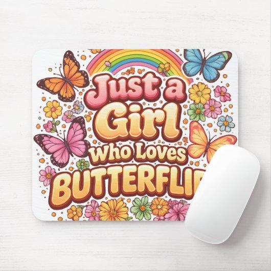 Nur ein Mädchen, das Schmetterlinge liebt – Süße B Mousepad (Mit Mouse)