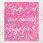 NUR EIN MÄDCHEN, DAS SCHWARZER Pink-Glitzer ENTSCH Weinetikett (Einzelnes Label)