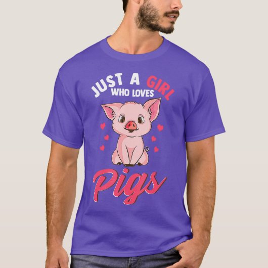 Nur ein Mädchen, das Schweine Liebe Hog Lover Nied T-Shirt (Vorderseite)
