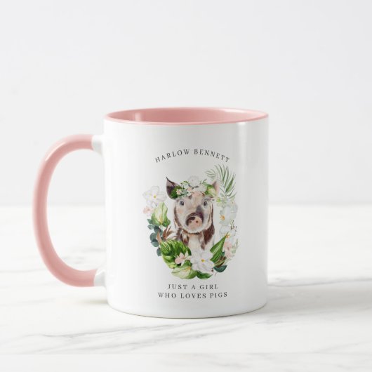 Nur ein Mädchen, das schweine Liebe | Monogramm Tasse (Links)