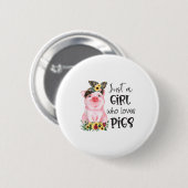 Nur ein Mädchen, das Schweine Liebe, Niedliche Sch Button (Vorne & Hinten)