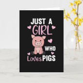 Nur ein Mädchen, das Schweine Liebe, Niedliches Sc Karte (Gelbe Blume)