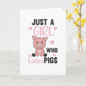 Nur ein Mädchen, das Schweine Liebe, Niedliches Sc Karte (Gelbe Blume)