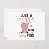 Nur ein Mädchen, das Schweine Liebe, Niedliches Sc Postkarte (Vorne/Hinten)