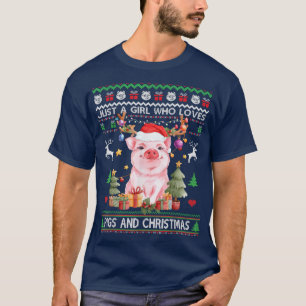Nur ein Mädchen, das Schweine Liebe und Weihnachte T-Shirt
